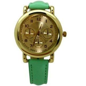 Olivia Pratt Bold Case Gold Accented Leather Strap Watch